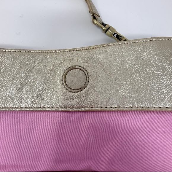 Sigrid Olsen Metallic Gold Leather Hobo Shoulder Bag 100% Leather - Picture 8 of 16